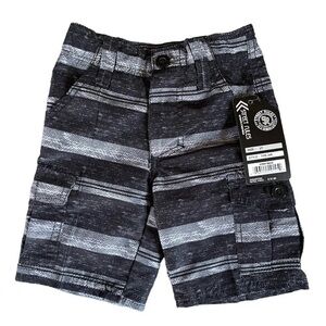 Street Rules Boys 2T Swim Trunks Board Shorts Cargo Unlined Black Gray Stripe